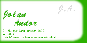jolan andor business card